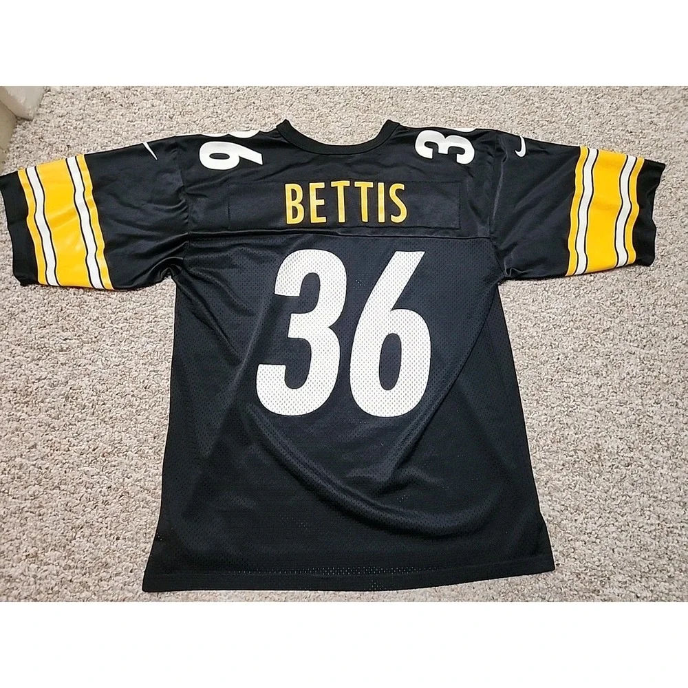 Vintage Pittsburgh Steelers Jersey Mens Large Black NFL Football Nike Bettis‎ 36